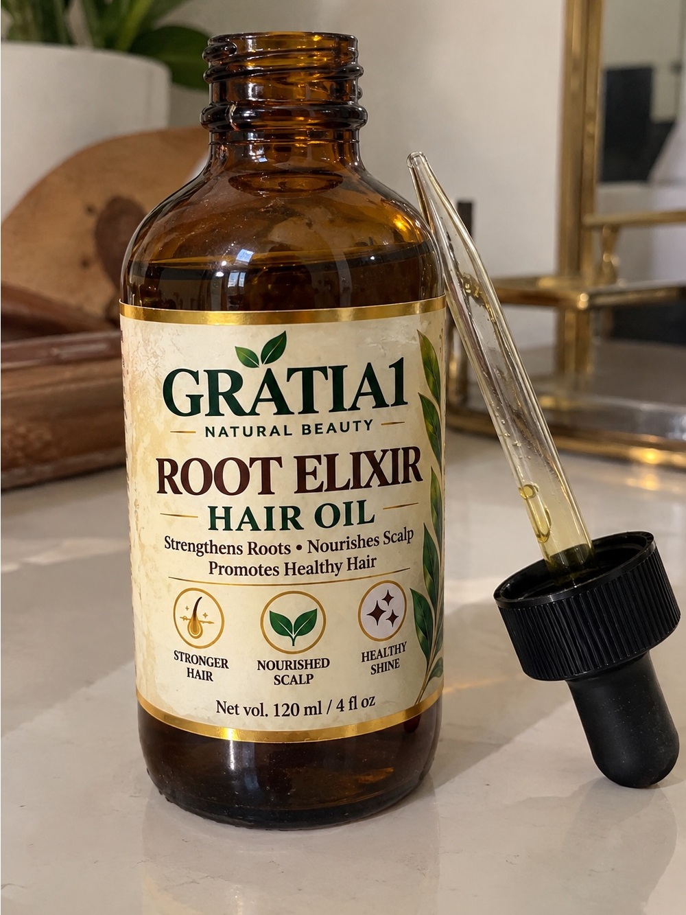 Gratia1 Root Elixir Hair Oil - Amber Brown